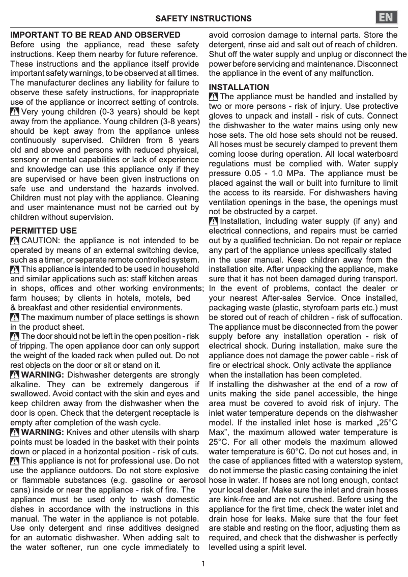 Page 1 de la notice Guide d'installation Whirlpool WCIO 3T341 PE