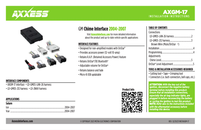 Page 1 de la notice Manuel utilisateur AXESS AXGM-17