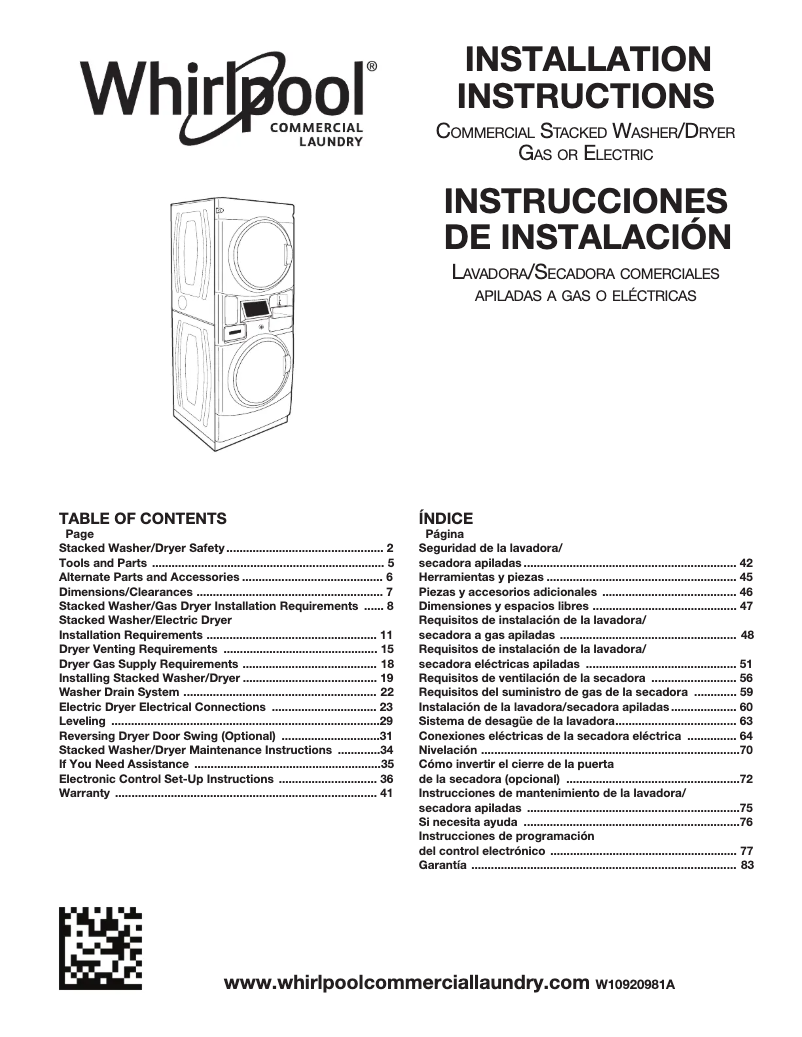 Página 1 del manual Guía de instalación Whirlpool CGT9100GQ