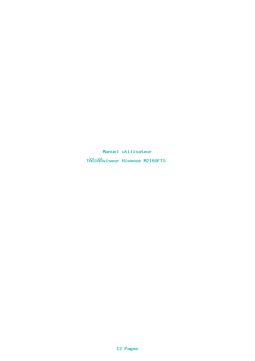 Page 1 de la notice Manuel utilisateur Hisense M2160FTS