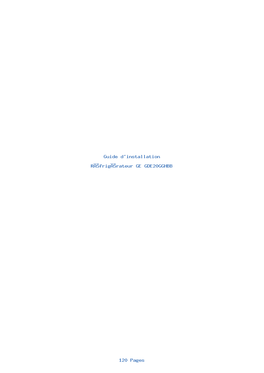 Page 1 de la notice Guide d'installation GE GDE20GGHBB