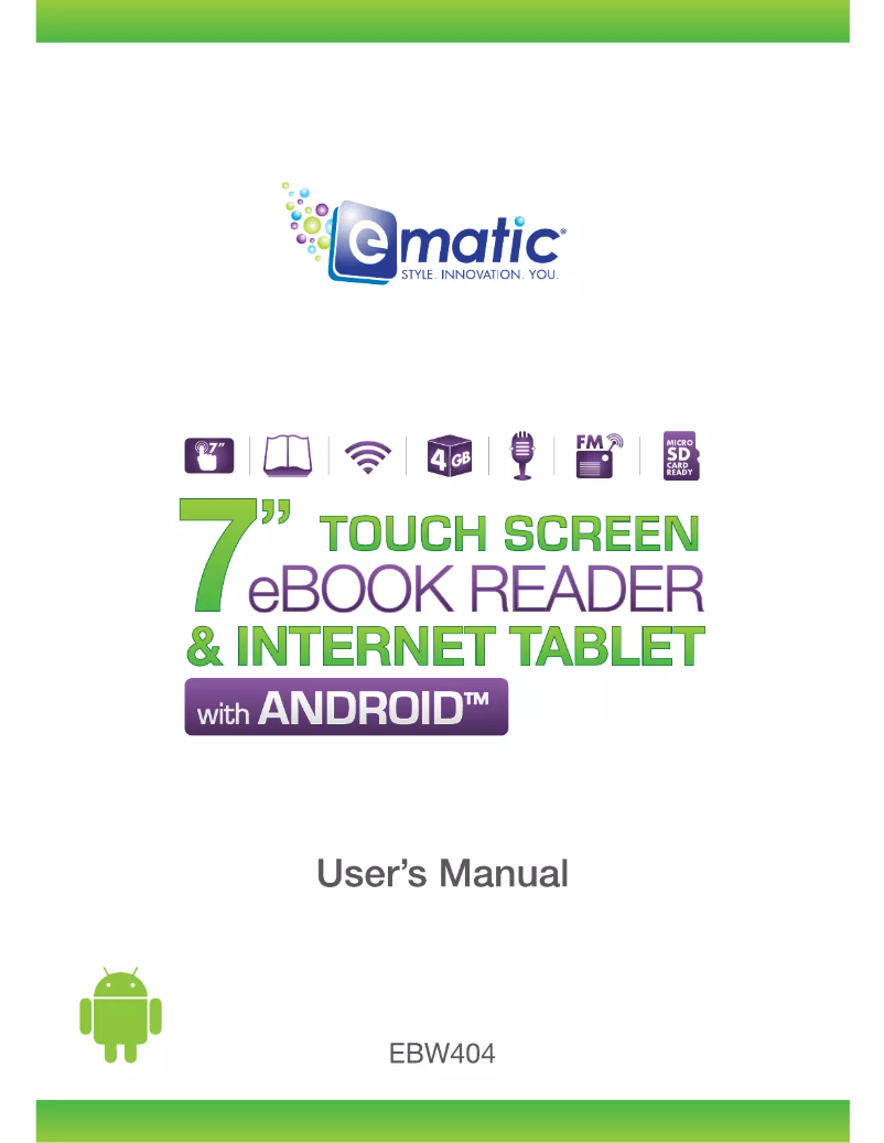 Page 1 de la notice Manuel utilisateur Ematic EBW404