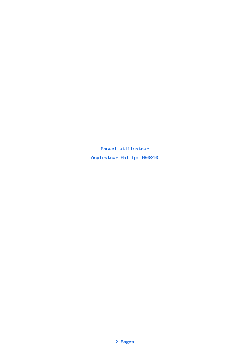 Page 1 de la notice Manuel utilisateur Philips HR6016