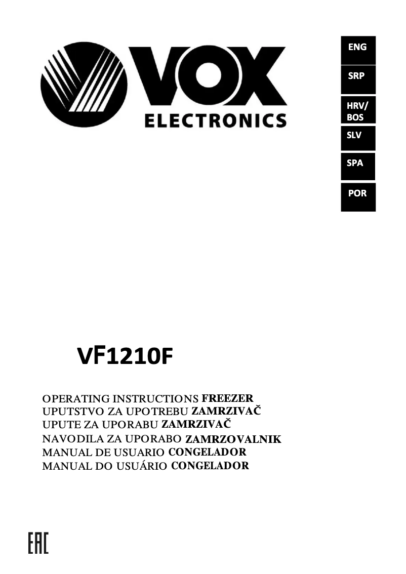Página 1 del manual Manual de usuario VOX VF 1210 F