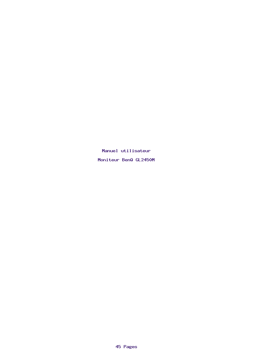 Page 1 de la notice Manuel utilisateur BenQ GL2450M