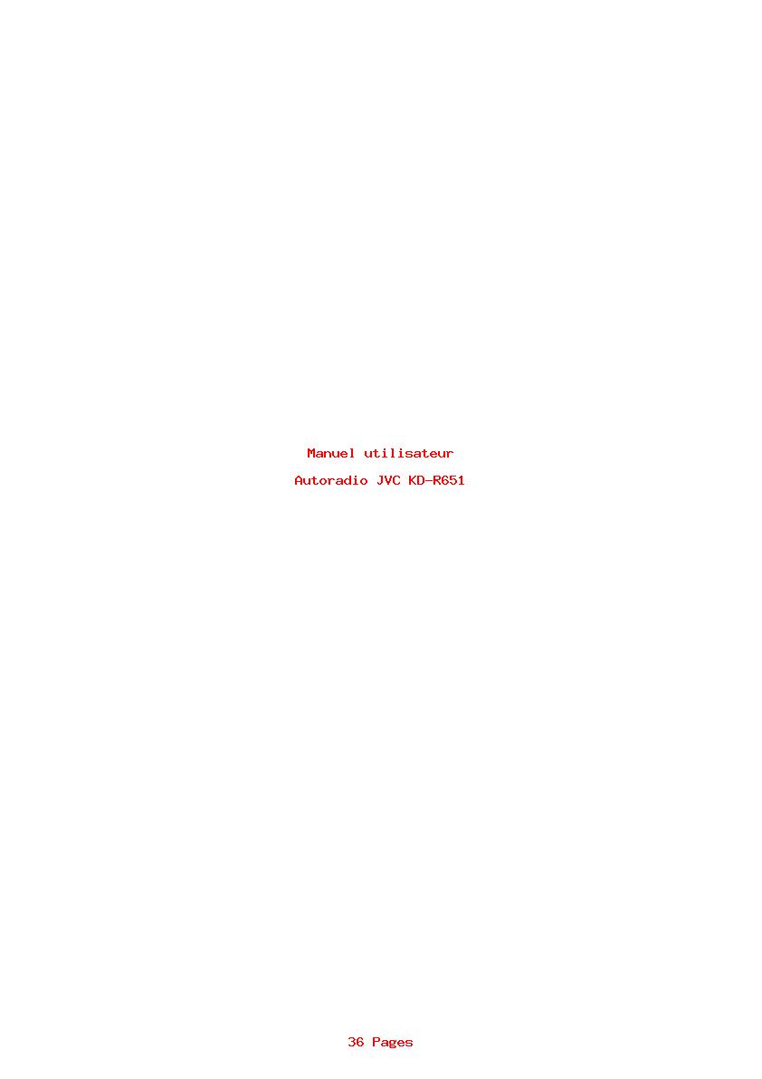 Page 1 de la notice Manuel utilisateur JVC KD-R651