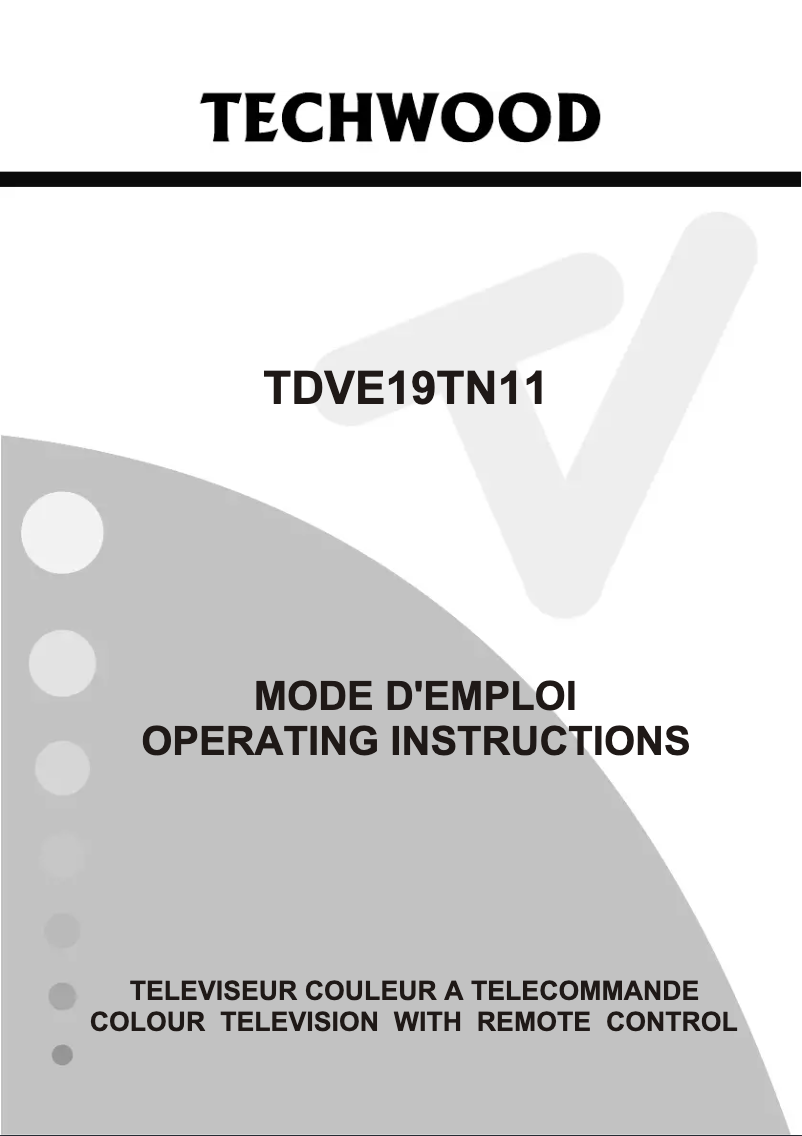 Page 1 de la notice Manuel utilisateur Techwood TDVE19TN11