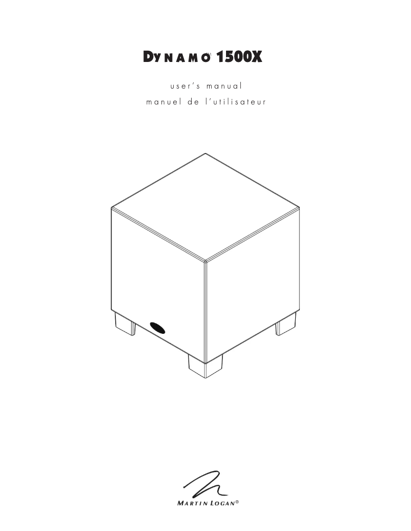 Page 1 of the manual User Manual Martin Logan Dynamo 1500X