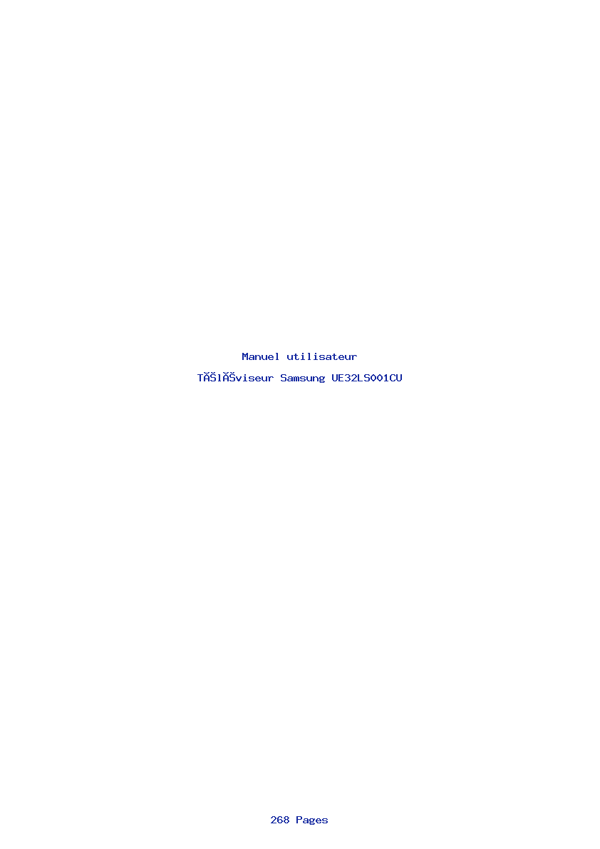 Page 1 de la notice Manuel utilisateur Samsung UE32LS001CU