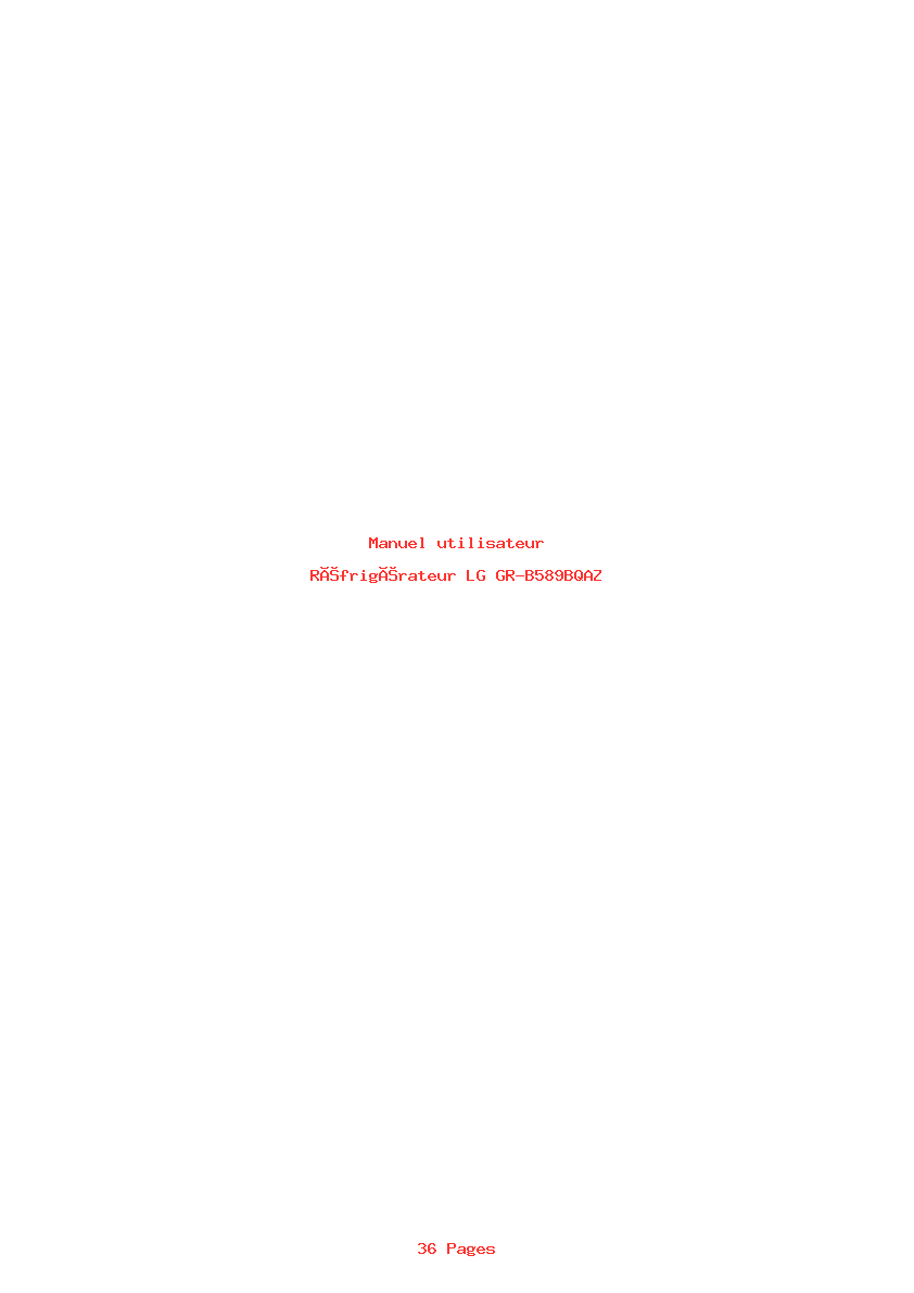 Page 1 de la notice Manuel utilisateur LG GR-B589BQAZ