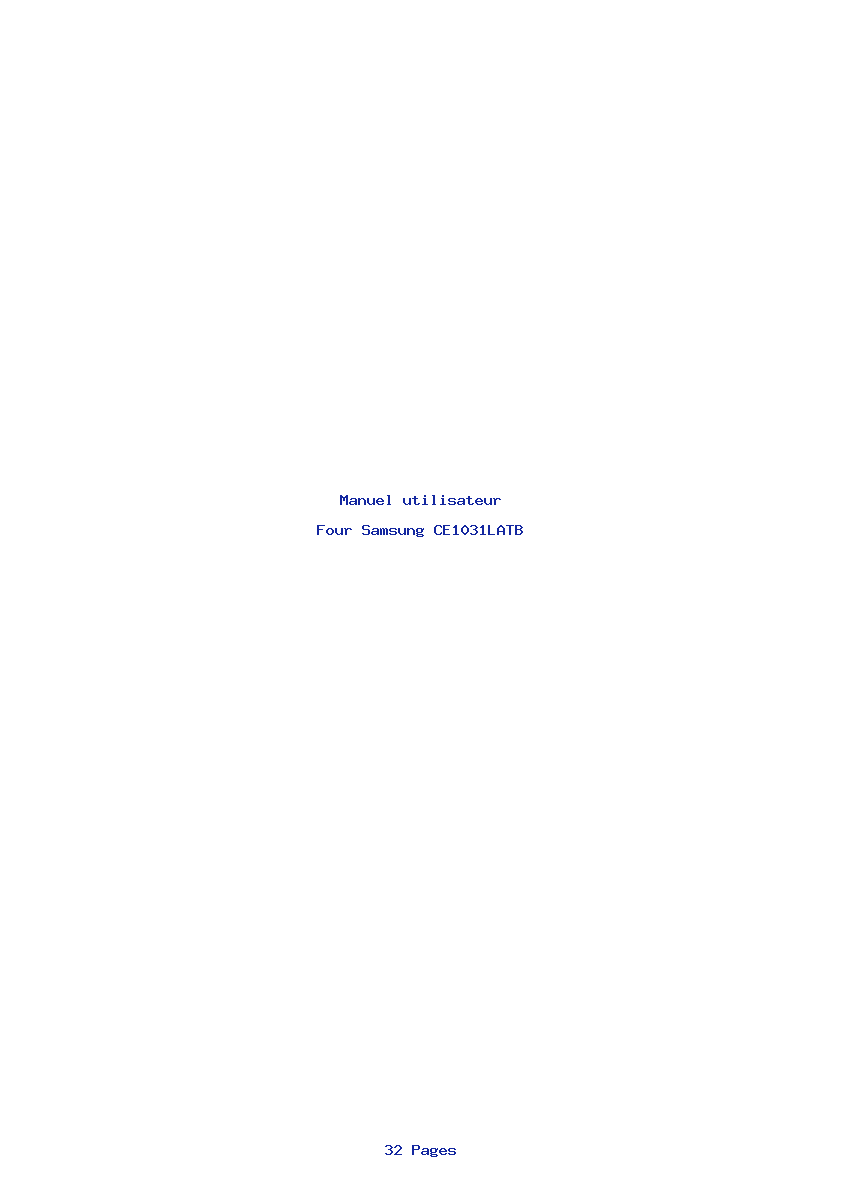 Page 1 de la notice Manuel utilisateur Samsung CE1031LATB