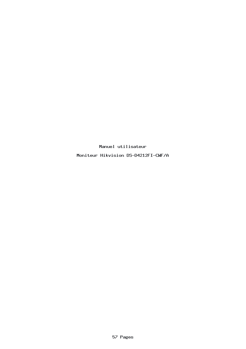 Page 1 de la notice Manuel utilisateur Hikvision DS-D4212FI-CWF/A