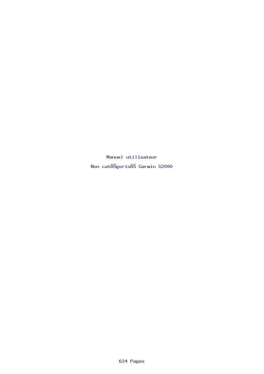 Page 1 de la notice Manuel utilisateur Garmin G2000