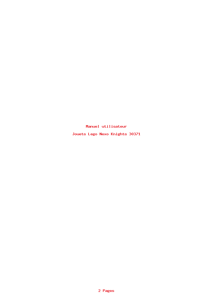 Page 1 de la notice Manuel utilisateur Lego Nexo Knights 30371