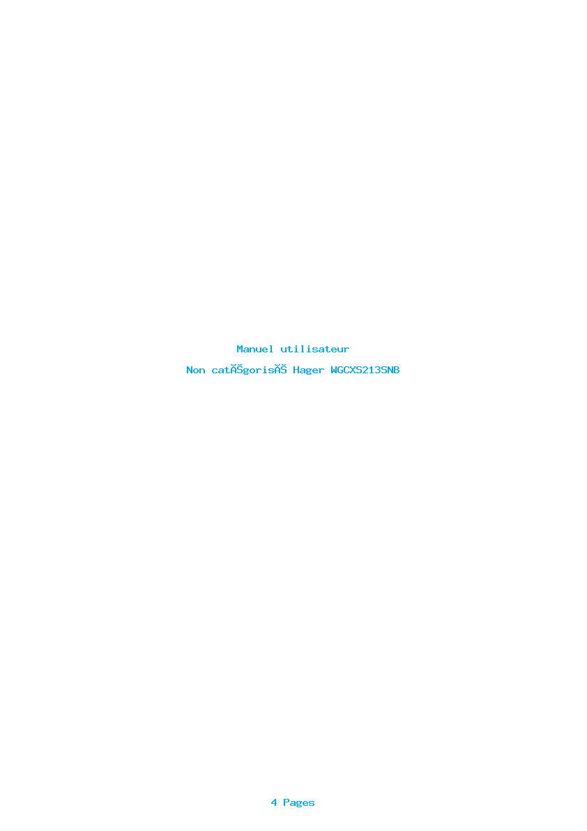 Page 1 de la notice Manuel utilisateur Hager WGCXS213SNB