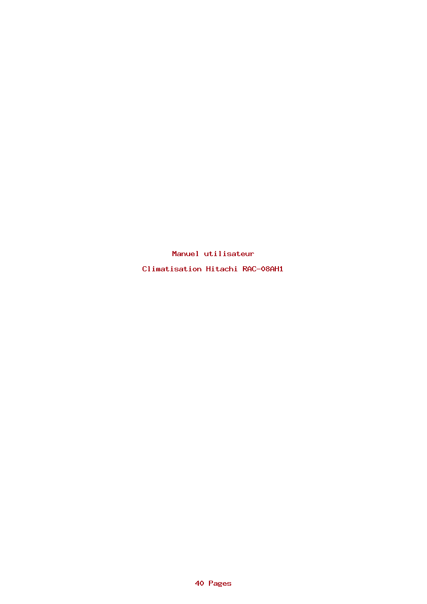 Page 1 de la notice Manuel utilisateur Hitachi RAC-08AH1