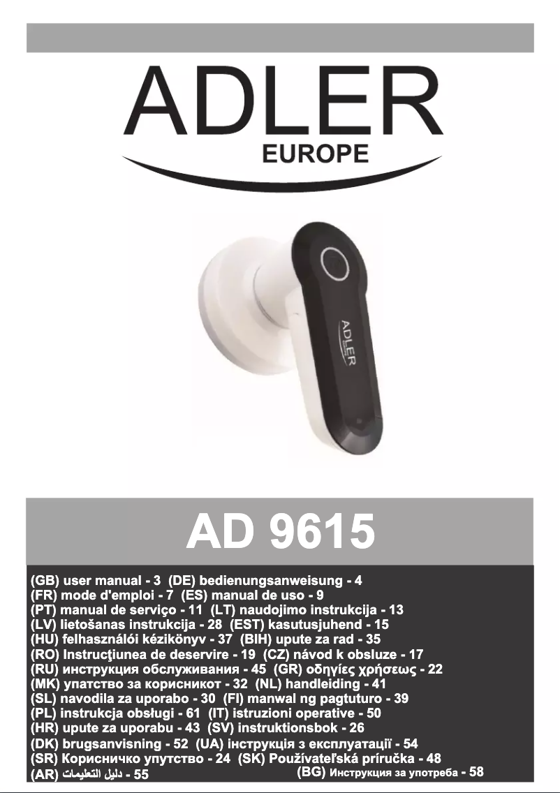 Page 1 de la notice Manuel utilisateur Adler AD 9615