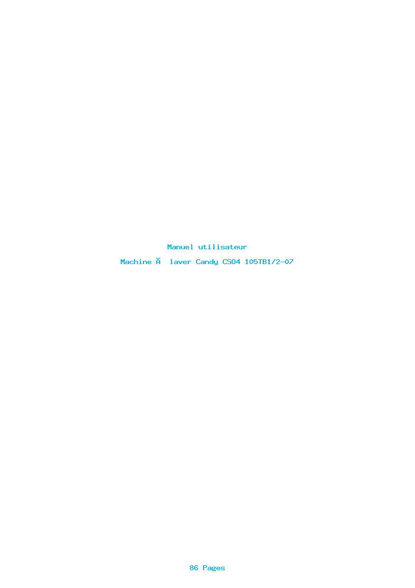 Page 1 de la notice Manuel utilisateur Candy CSO4 105TB1/2-07