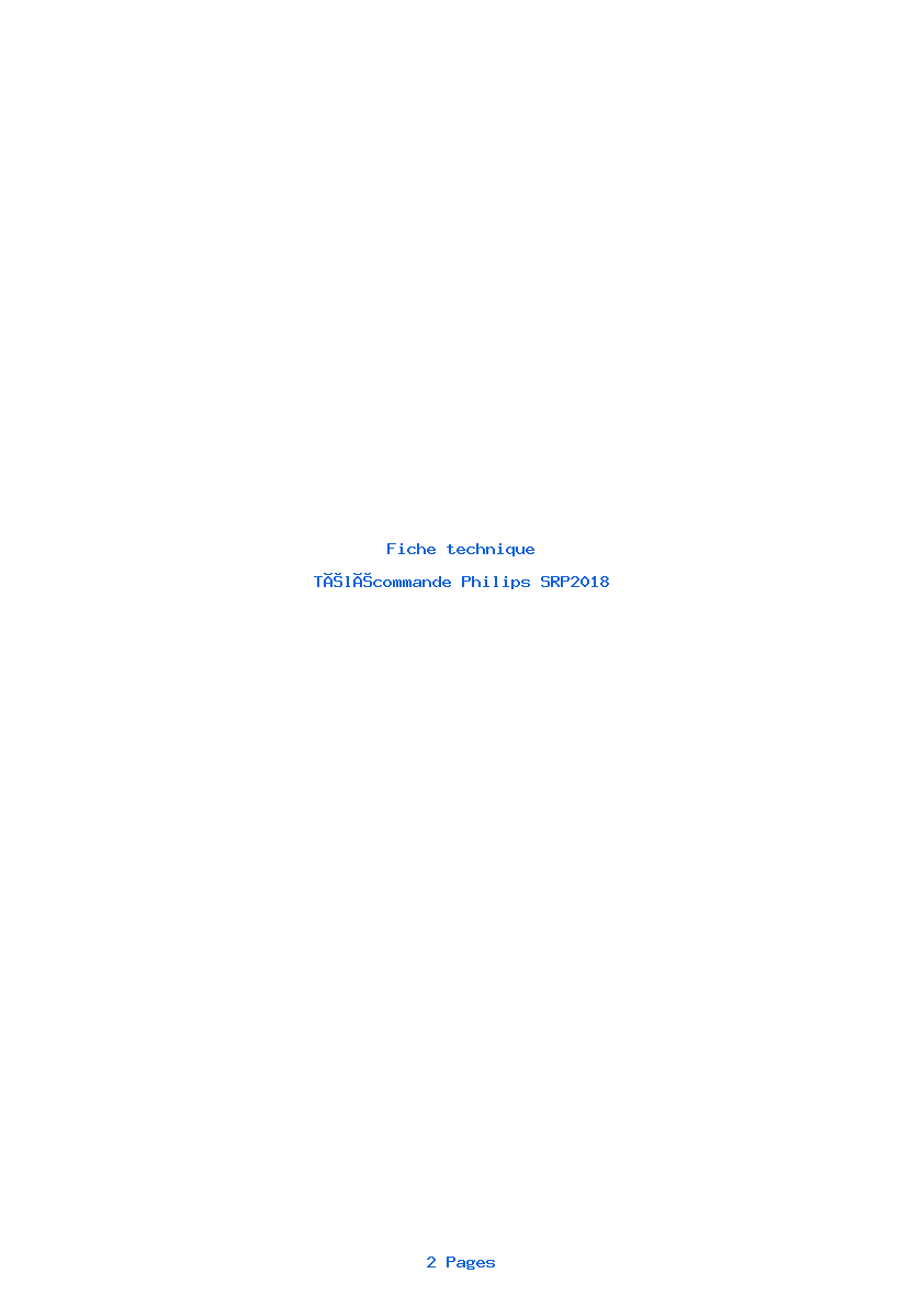 Page 1 de la notice Fiche technique Philips SRP2018