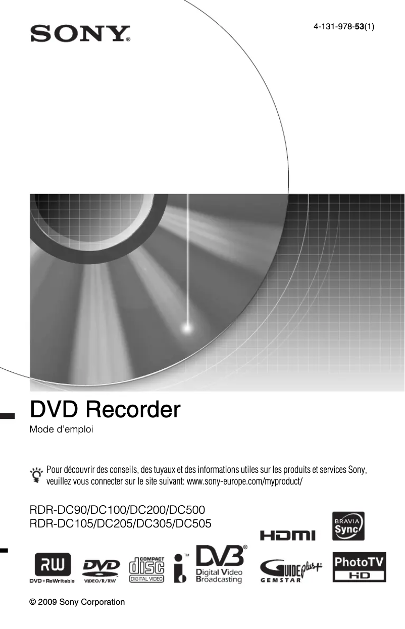 Page 1 de la notice Manuel utilisateur Sony RDR-DC305