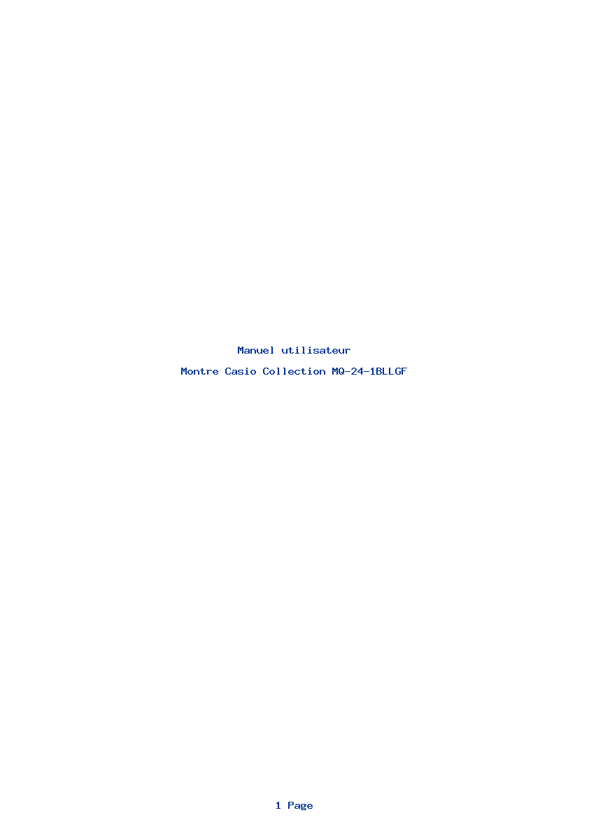 Page 1 de la notice Manuel utilisateur Casio Collection MQ-24-1BLLGF