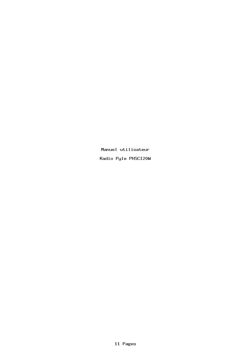 Page 1 de la notice Manuel utilisateur Pyle PHSCI20W