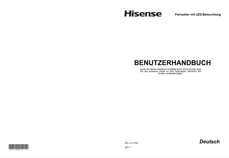 Page 1 de la notice Manuel utilisateur Hisense LTDN58XT880XWSEU3D