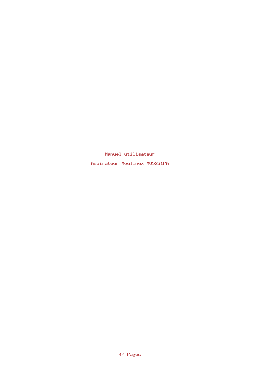 Page 1 de la notice Manuel utilisateur Moulinex MO5231PA