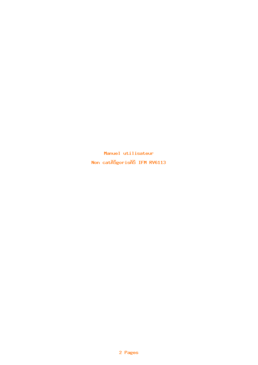 Page 1 de la notice Manuel utilisateur IFM RV6113