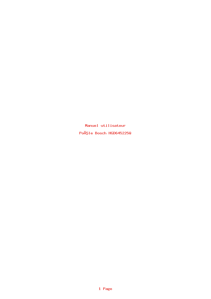 Page 1 de la notice Manuel utilisateur Bosch HGD645225Q