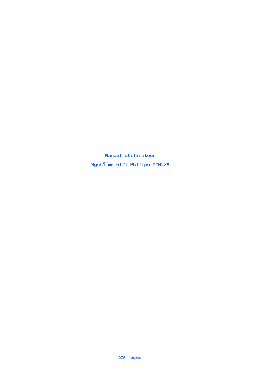 Page 1 de la notice Manuel utilisateur Philips MCM279