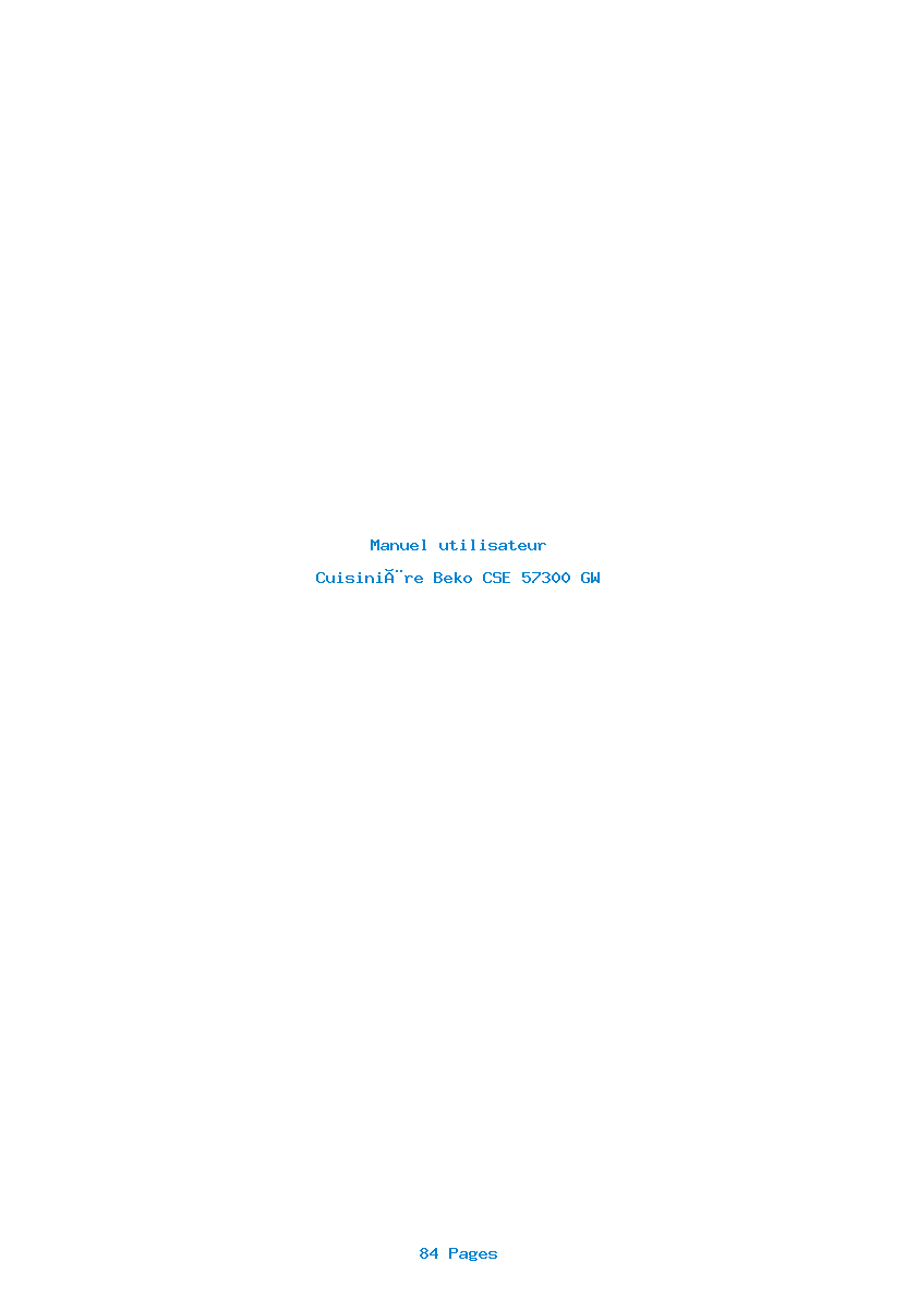 Page 1 de la notice Manuel utilisateur Beko CSE 57300 GW
