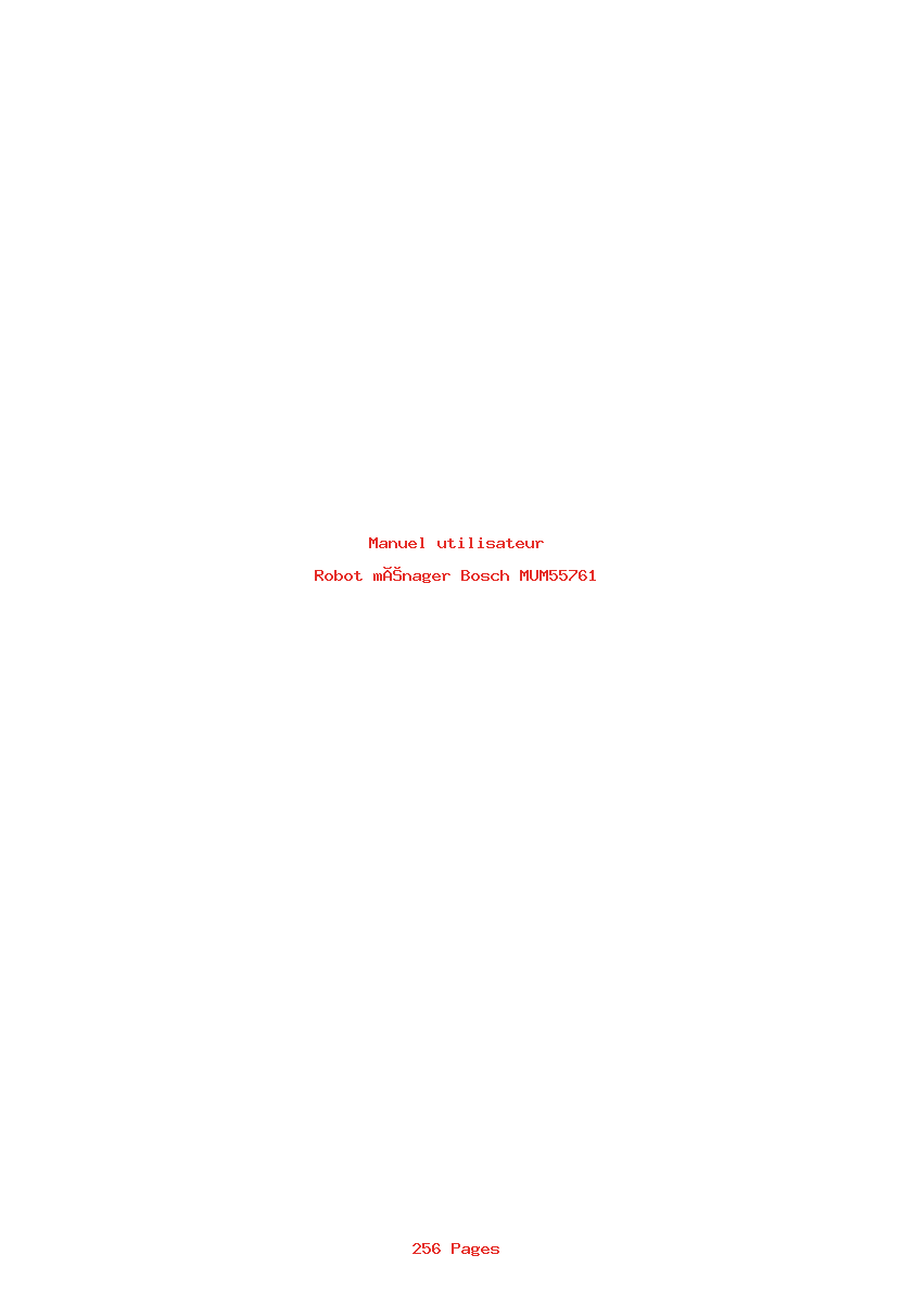 Page 1 de la notice Manuel utilisateur Bosch MUM55761