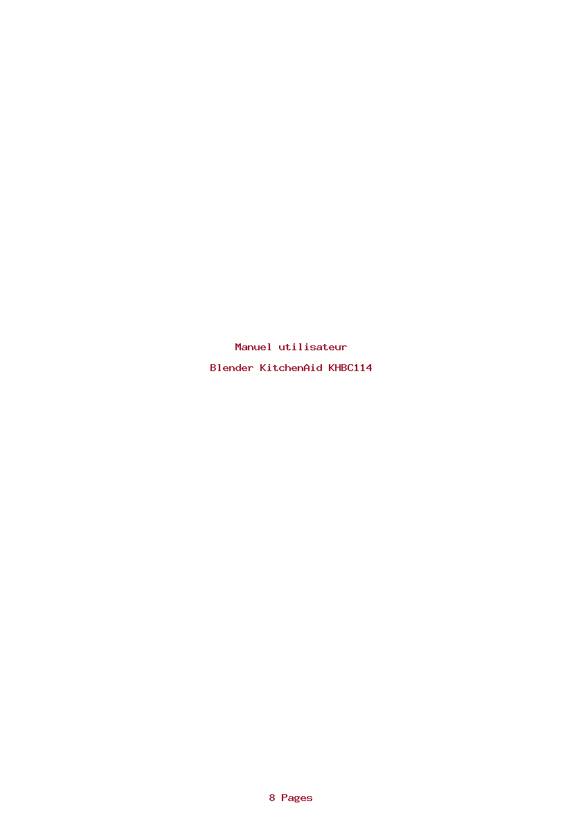 Page 1 de la notice Manuel utilisateur KitchenAid KHBC114