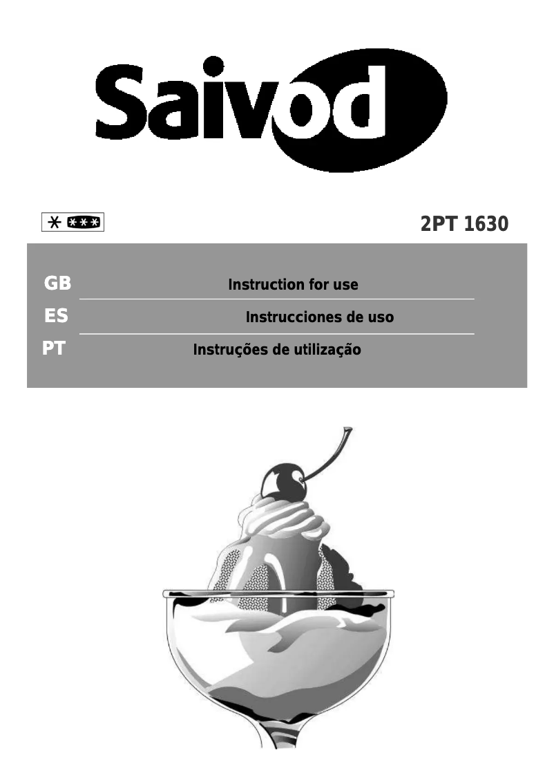 Page 1 de la notice Manuel utilisateur Saivod 2PT 1630