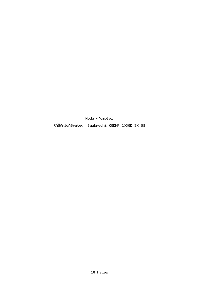 Page 1 de la notice Mode d'emploi Bauknecht KGDNF 203GD SX SW