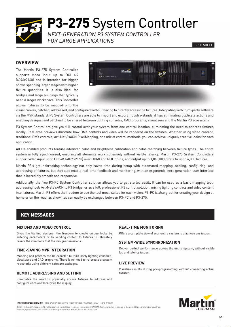 Page 1 de la notice Fiche technique Martin P3-275