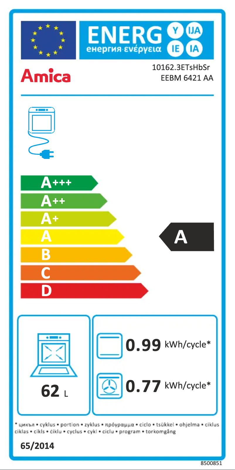 Page 1 de la notice Manuel utilisateur Amica EEBM 6421 AA