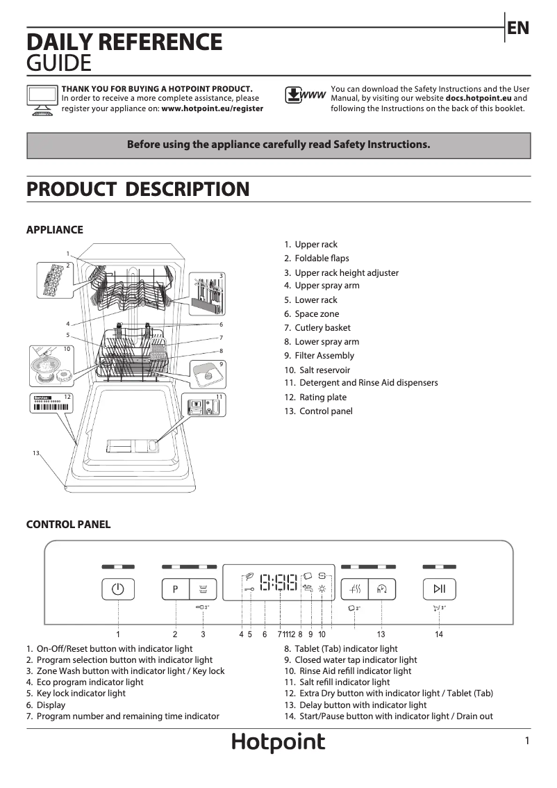 Página 1 del manual Manual de usuario Hotpoint HSFCIH 4798 FS UK