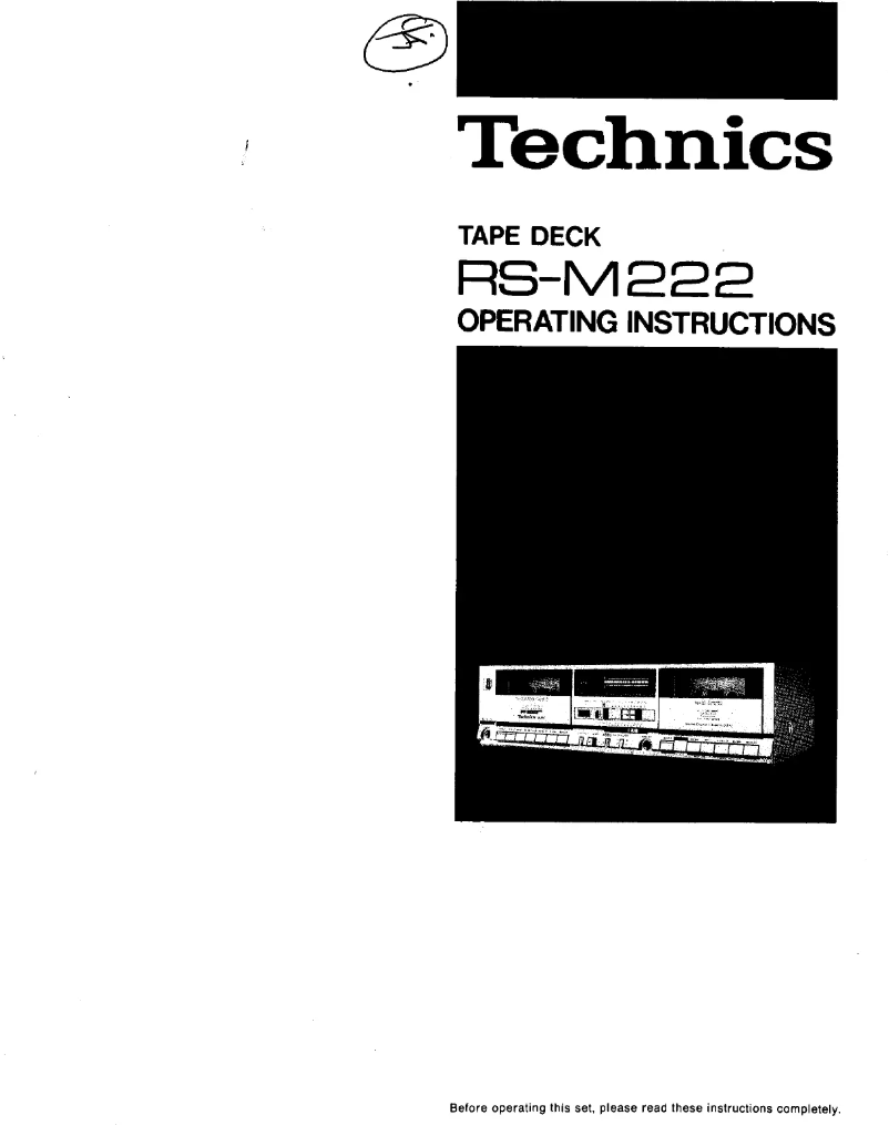 Page 1 de la notice Manuel utilisateur Technics RS-M222