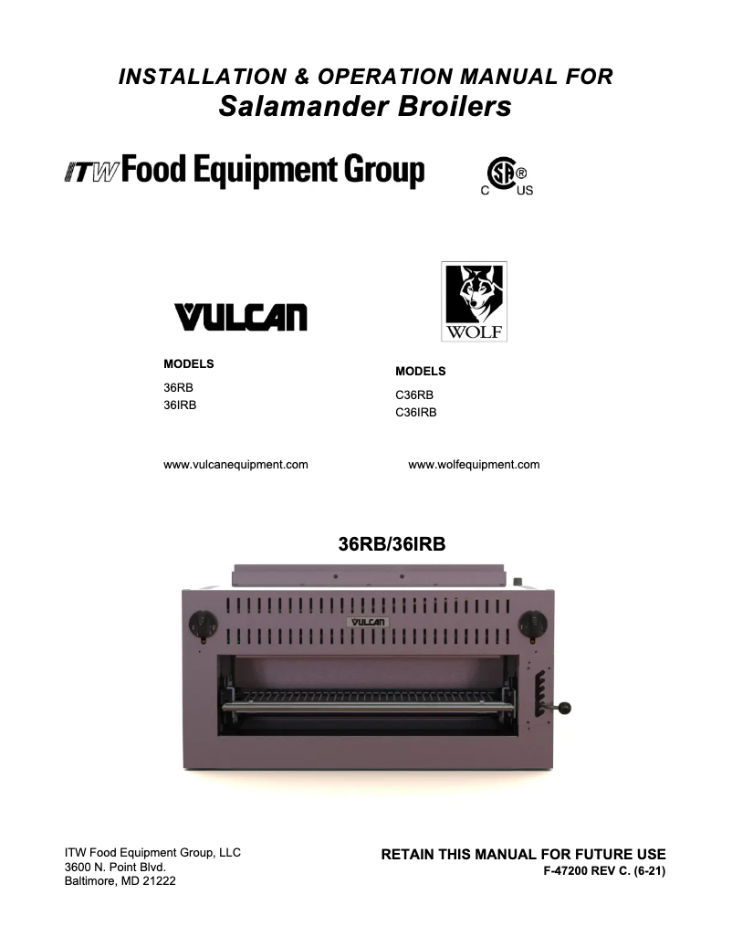 Page 1 de la notice Manuel utilisateur Vulcan 36IRB