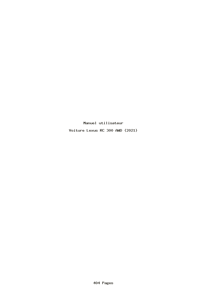Page 1 de la notice Manuel utilisateur Lexus RC 300 AWD (2021)