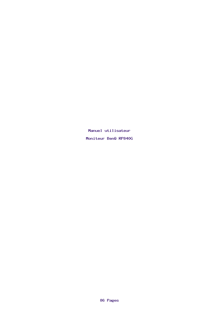 Page 1 de la notice Manuel utilisateur BenQ RP840G