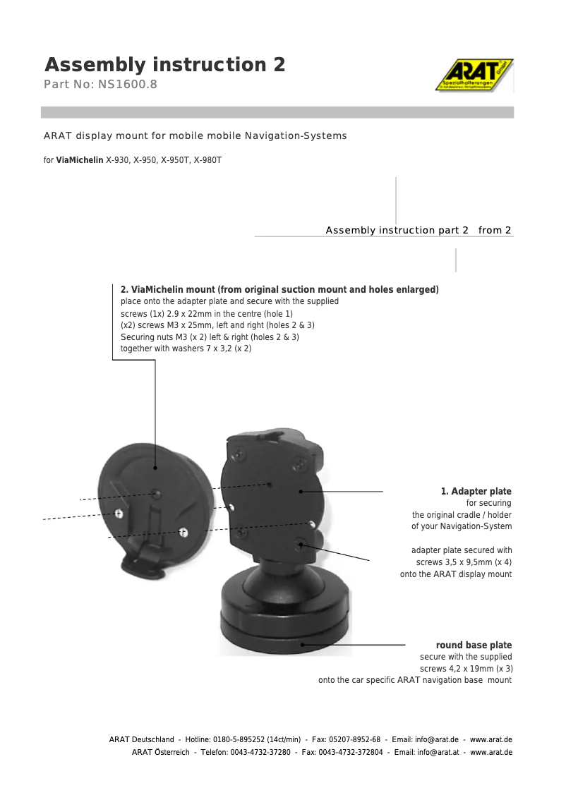 Page 1 de la notice Manuel utilisateur Arat NS1600.8