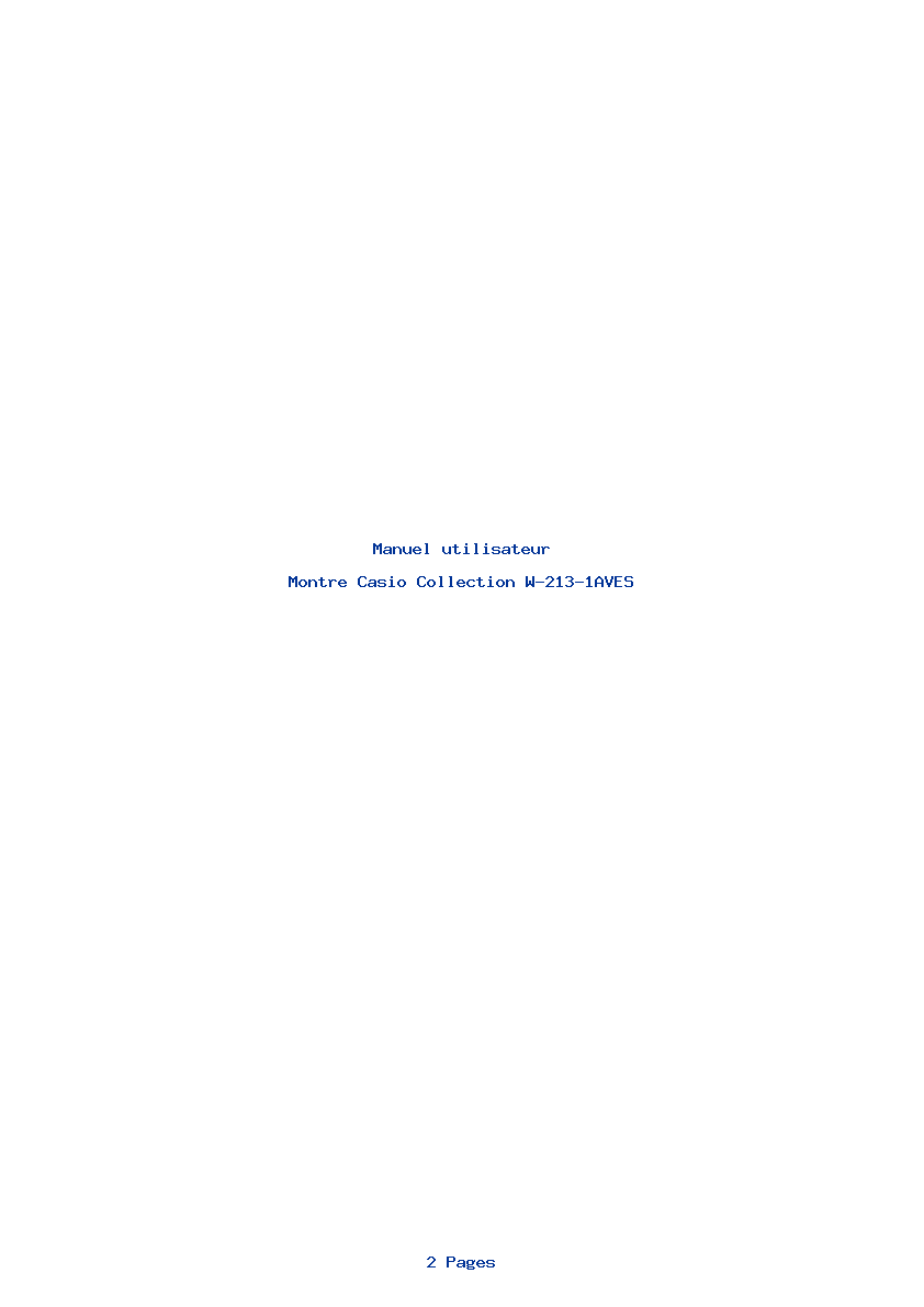 Page 1 de la notice Manuel utilisateur Casio Collection W-213-1AVES