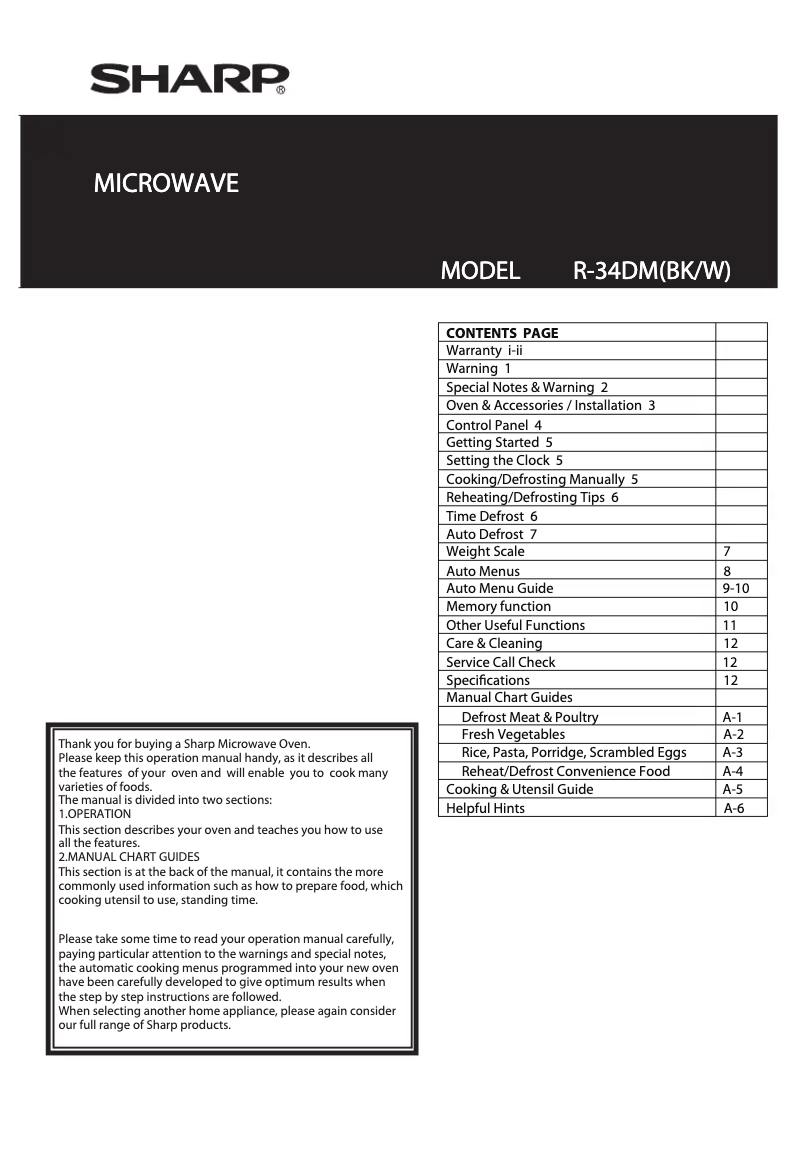 Página 1 del manual Manual de usuario Sharp R-34DM