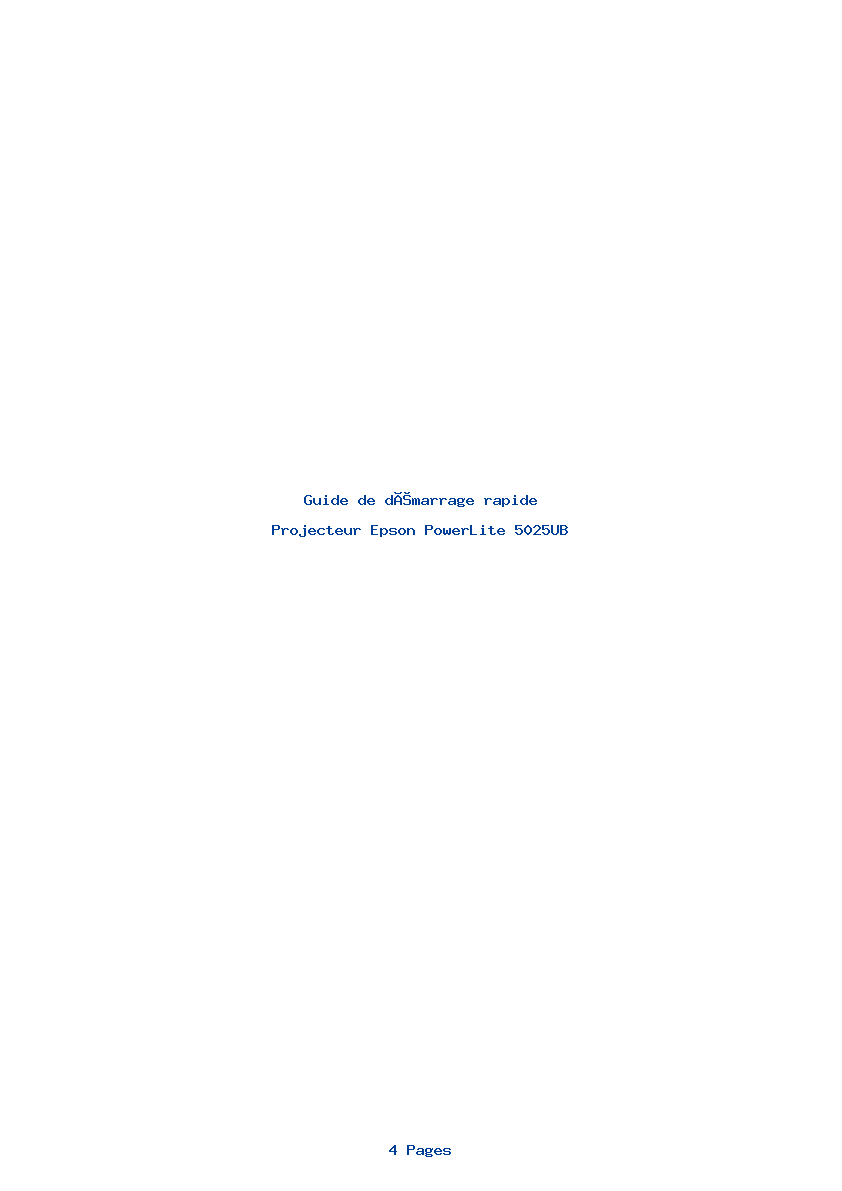 Page 1 de la notice Guide de démarrage rapide Epson PowerLite 5025UB