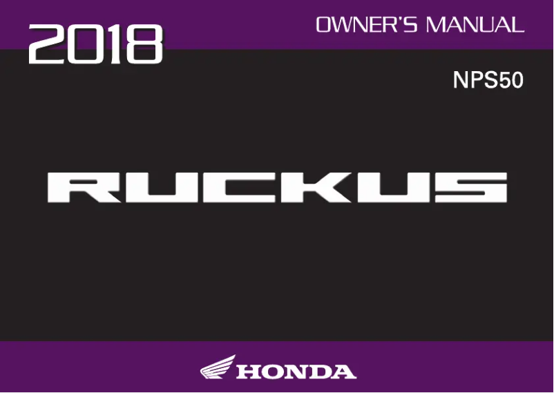 Page 1 de la notice Manuel utilisateur Honda Ruckus NPS50 (2018)