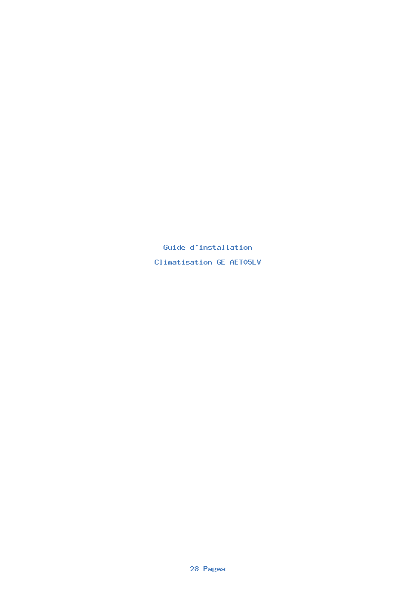 Page 1 de la notice Guide d'installation GE AET05LV