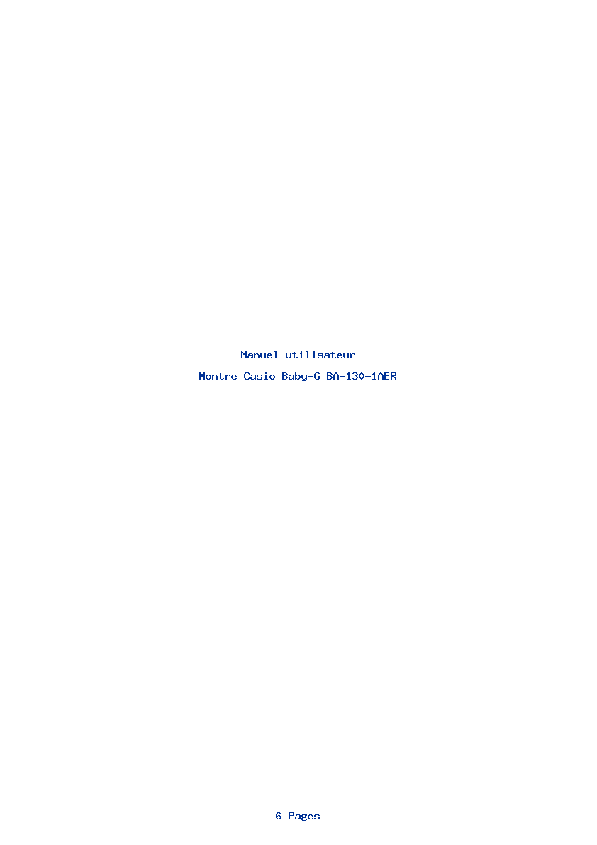 Page 1 de la notice Manuel utilisateur Casio Baby-G BA-130-1AER